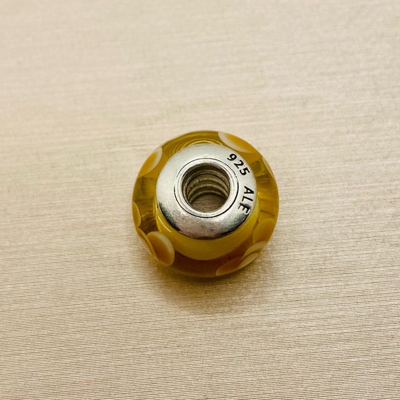 EUC Pandora 790645 Sterling Silver Pale Orange Flowers for You Murano Glass Bead - Picture 6 of 7